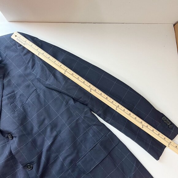 Ermenegildo Zegna Navy Blue Grid Plaid Wool Suit Jacket & Pants - Size 52L - Picture 11 of 15